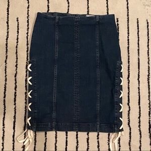 Free People Denim Skirt with Side Tie Laces